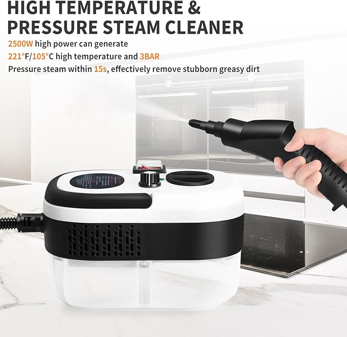 6 Level Adjustable Handheld Steam Cleaner for Home15s Heat-Up Pressurized Steamer for Cleaning1.29 Quarts Tank Portable Steam Cleaner Handheld for Car