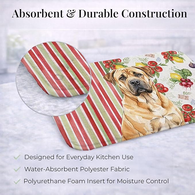 Caroline's Treasures Fawn Boerboel Vegetables Dish Drying Mat Absorbent Dish Drying Mat Pad for Kitchen Counter Dish Drainer Mat for Countertop 14 x 21 Multicolor
