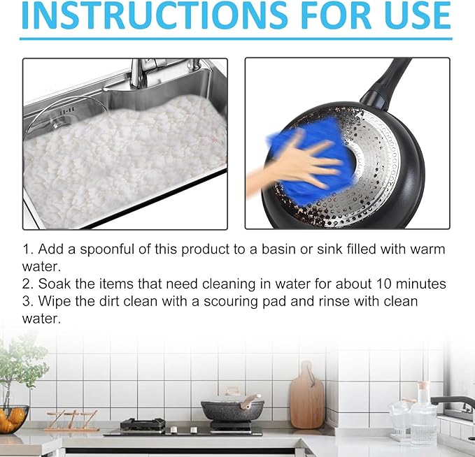 Kitchen Cleaning Powder - Removes Grease Rust &amp Dirt From Stove Hood Tiles &amp Sink(3PCS)