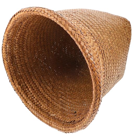 Cabilock Straw Woven Wastebasket Medium Storage Bin for Office Bedroom Bathroom Multipurpose Rubbish Container for Paper Dried Flowers and Household Items Easy Clean Design Random Color
