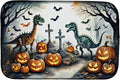 Caroline's Treasures DAC2240DDM Dinosaurs Spooky Halloween Dish Drying Mat Absorbent Dish Drying Mat Pad for Kitchen Counter Dish Drainer Mat for Countertop 14 x 21 Multicolor