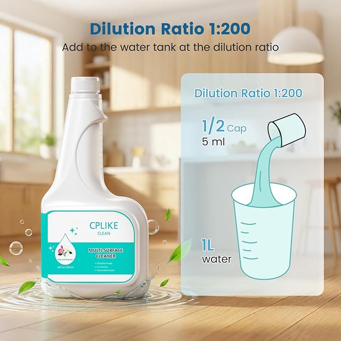 Floor Cleaning Solution Compatible with eufy Omni C20 X8 Pro X10 Omni G series L Series Robot Vacuums Dilution Ratio 1:200 473 ml /15.99 fl oz for Multi-Surface Hard Floor(2 Bottles)