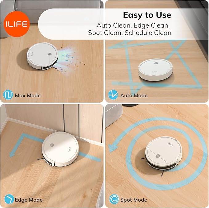 ILIFE X3 Robot Vacuum Cleaner Tangle-Free 3000Pa Suction 120 Min Runtime Self-Charging Robotic Vacuum 2.4GHz WiFi/App/Alexa Control Slim Quiet Ideal for Pet Hair and Hard Floors