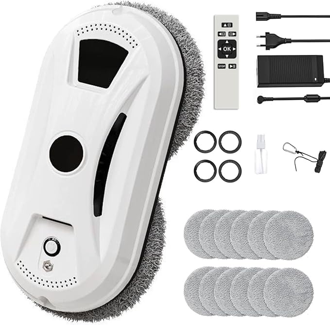 Automatic Window Cleaning Robot Smart Glass Cleaner for High-Rise Windows and Mirrors Robotic Cleaner with Dual Spinning Mops AI Smart Path Technology and Remote Control Robotic Vacuum Cleaner