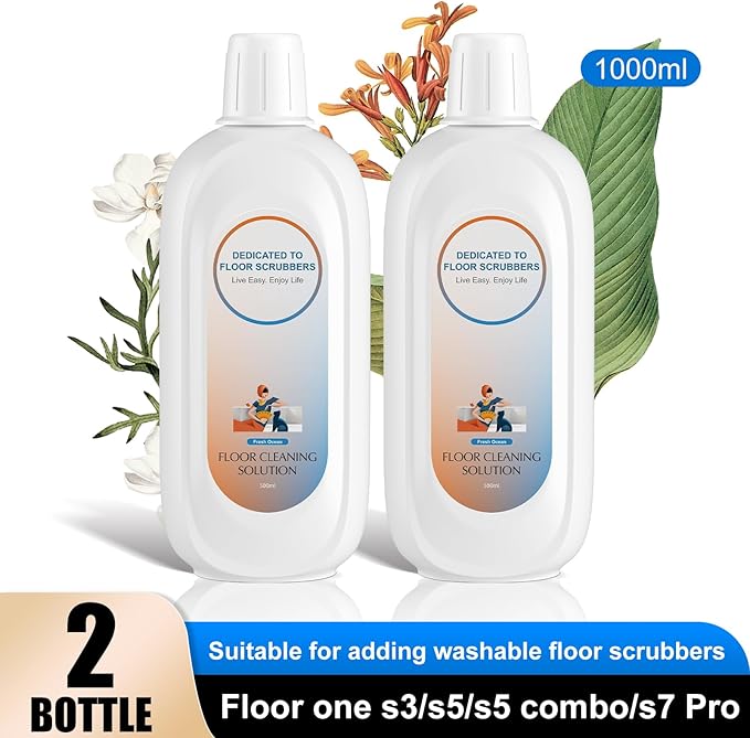 Floor Cleaning Solution Compatible With Tineco  Deep Cleans for Multiple Hard Floors Suitable With All Robot Vacuums with Mopping and Cordless Wet/Dry Vacuum Mop Cleaner (Fresh Ocean 2 Bottle)