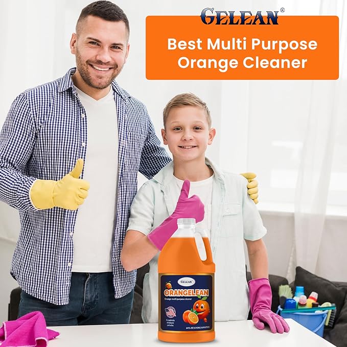 Multi Purpose Cleaner Pet Odor eliminator 64oz - Concentrate MAKES 32 GALLON - MADE IN USA- pH Neutral - Strong Floor Cleaner Odor eliminator - Stain Remover Cleaner &amp Deodorant (64 Fl Oz Orangel