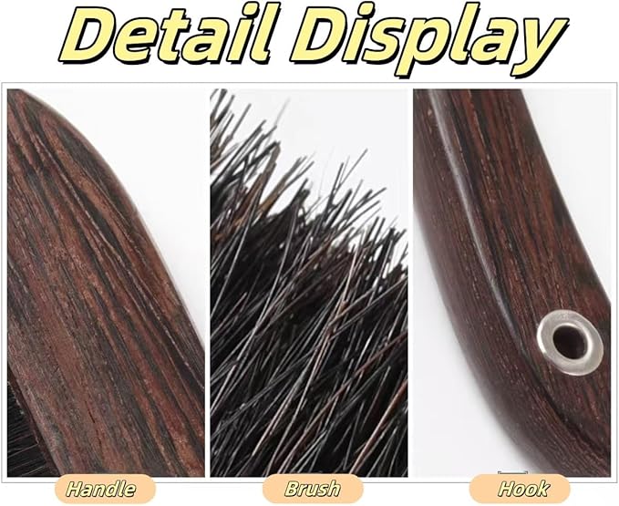 Horse Hair BrushWood Handle Soft Brush DusterHand Broom Dusting BrushBrush for Counter Bed Bench FireplaceFurniture Drafting Patio Fireplace ﻿ ﻿(Small)