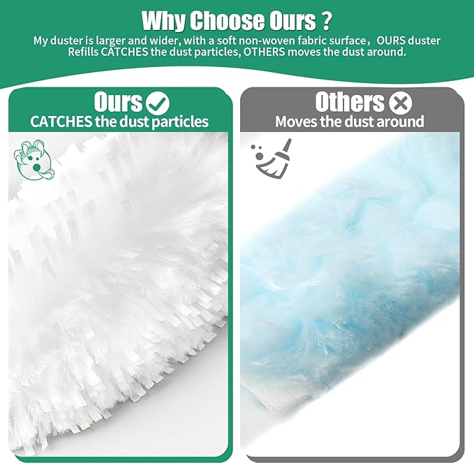 60 Count Electrostatic Duster Refills Compatible with Swiffer Duster Multi-Surface Dusting Refills Microfibre Feather Dusters for Cleaning Unscented