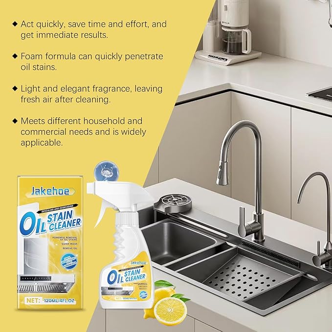 Kitchen Degreaser Spray Heavy Duty Grease Cleaner For Range Hood &amp Countertops Foam Formula Easy To Wipe No Residue(2PCS)