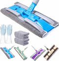 Microfiber Mop Flat Hook Telescopic Flat Floor Mops with 360 Degree Handle Reusable Wet &amp Dry Clamp Cleaning Mops for Home Kitchen and All Floor Surfaces