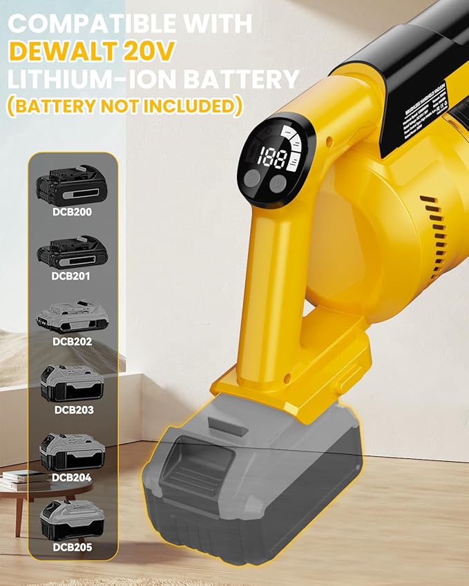 Cordless Vacuum Cleaner for DeWalt 20V Battery 7-in-1 Lightweight Stick Vacuum with HEPA Filter 35KPA Suction 350W Brushless Motor 3 Modes for Carpet Floor Car (Battery Not Included)