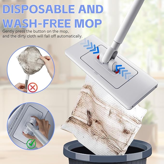 2026 New Upgraded Sweep &amp Mop Kit - Compatible with Swiffer Pads Snap Grip Mini Mop 2-in-1 Durable Hardwood Flooring Tile Marble Cleaning Tools Home and Kitchen Essentials with 20 Dry Cloths