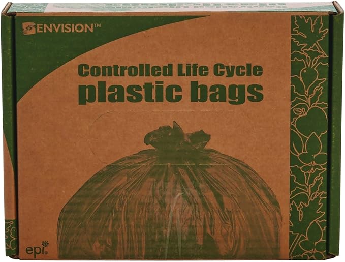 Stout by Envision 13 Gallon 24 x 30 Controlled Life-Cycle Plastic Trash Bags 120 Bags Per Case White Made in America (G2430W70)