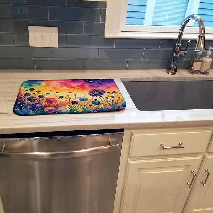 Caroline's Treasures DAC1458DDM Scabiosa in Color Dish Drying Mat Absorbent Dish Drying Mat Pad for Kitchen Counter Dish Drainer Mat for Countertop 14 x 21 Multicolor