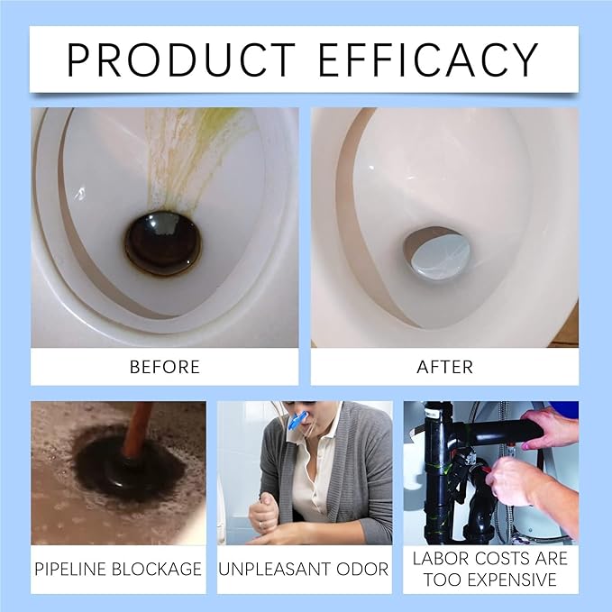 Toilet Drain Cleaner Powder - Unclog Toilets Prevent Blockages Eliminate Odors - Fast-Acting Formula(1PCS)