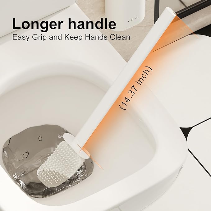 Toilet Brush and Holder Set - Wall Mounted Bathroom Scrub Brush Toilet Bowl Brush and Plunger Set for Bathroom Cleaner (White)