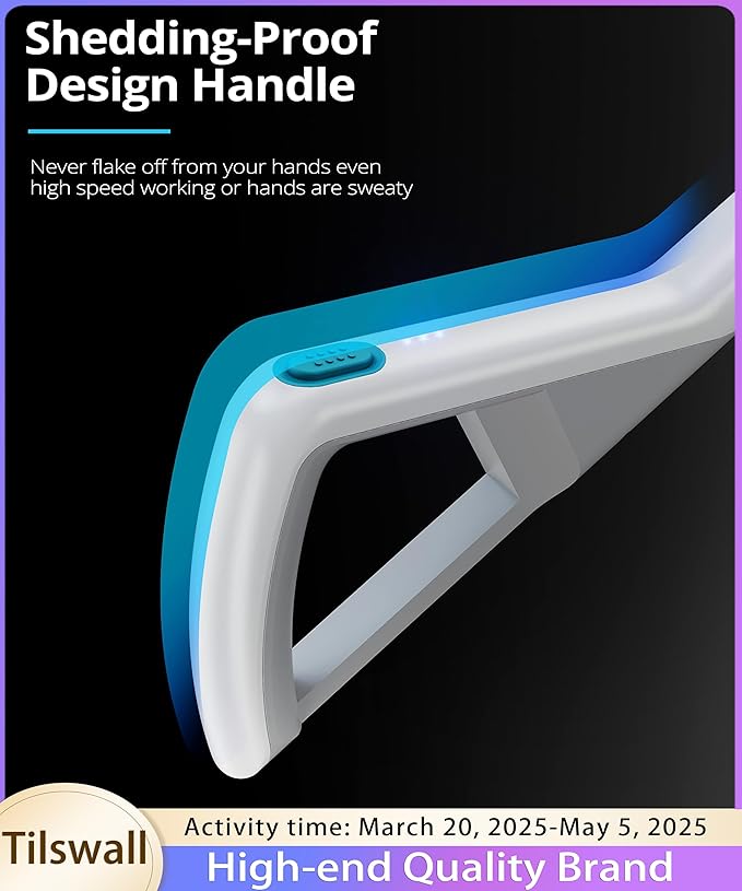 Tilswall Cordless Electric Spin Scrubber - Powered Shower &amp Tile Cleaning Brush with Detachable Handle 2-Speed Modes &amp Extra Battery for Bathroom Tub/Glass/Car Windows