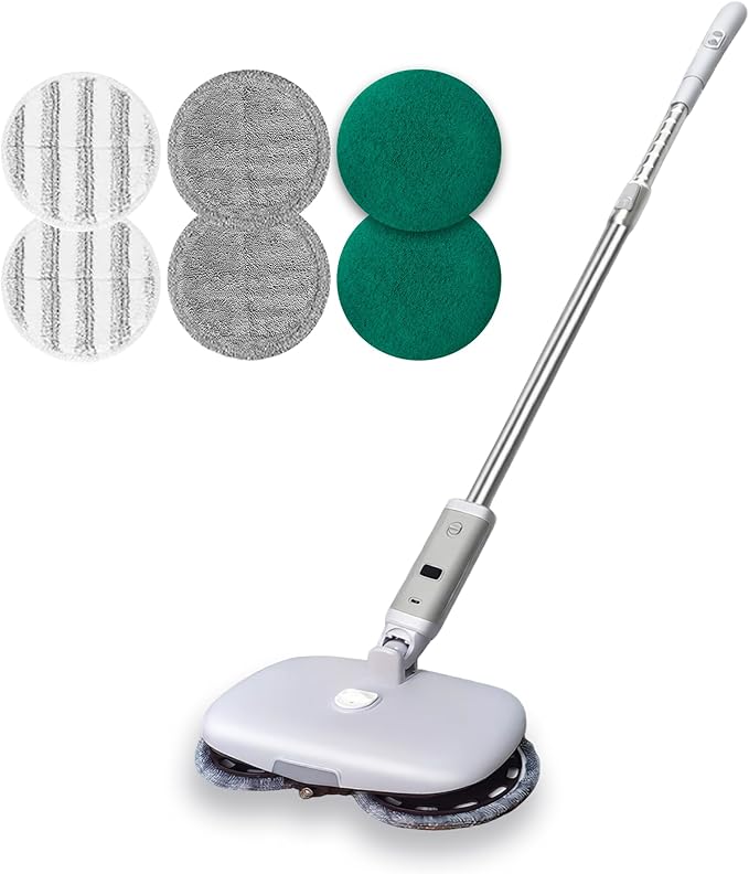 GOBOT Cordless Electric Spray Mop with High-Speed Motor Enhanced Cleaning Power Durable Material LED Headlight 300 mL Tank Dual-Spinning Pads for Hardwood Tile &amp Laminate