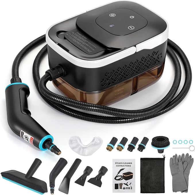 Dyna-Living Steam Cleaner 1500W Engine Steam Cleaner Handheld High Pressure Steam Cleaner for Cleaning Car Steamer with 42.2 oz Tank Portable Steamer for Car Detailing Home Floor Carpets Tile