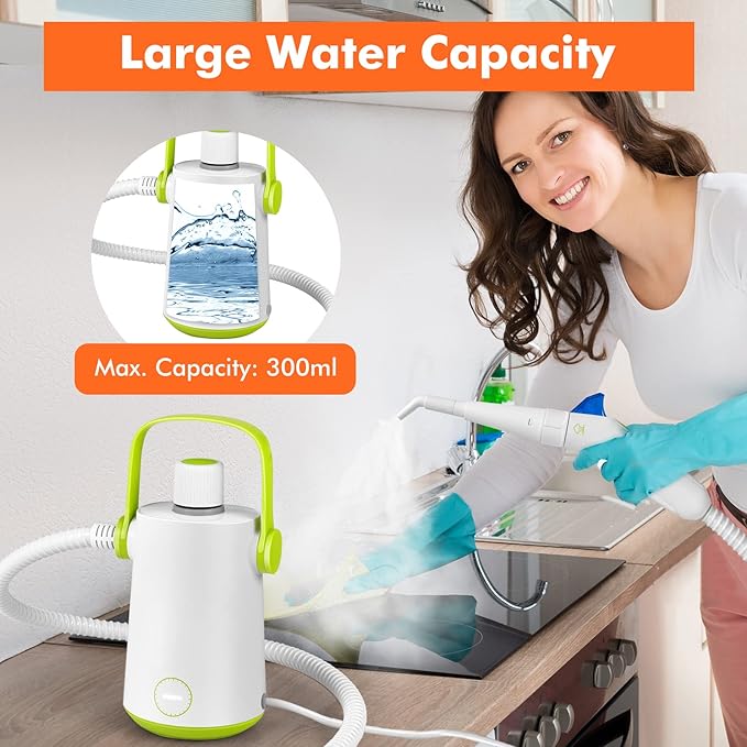 LDAILY Handheld Steam Cleaner 1000W Portable Pressurized Steamer Multipurpose Steam Cleaning Machine for Kitchen Garment Floor Window 300ml (10.2oz) Water Tank 10 Accessories Included Portable