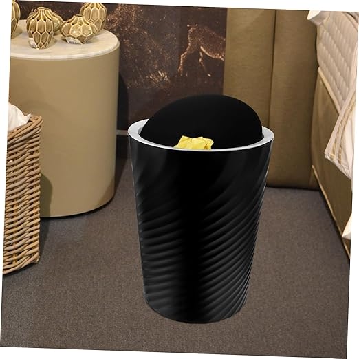 Creative Covered Trash Can Bathroom Litter Bin with Lid for Office Bedroom Living Room Sturdy Plastic Wastebasket for Home Use