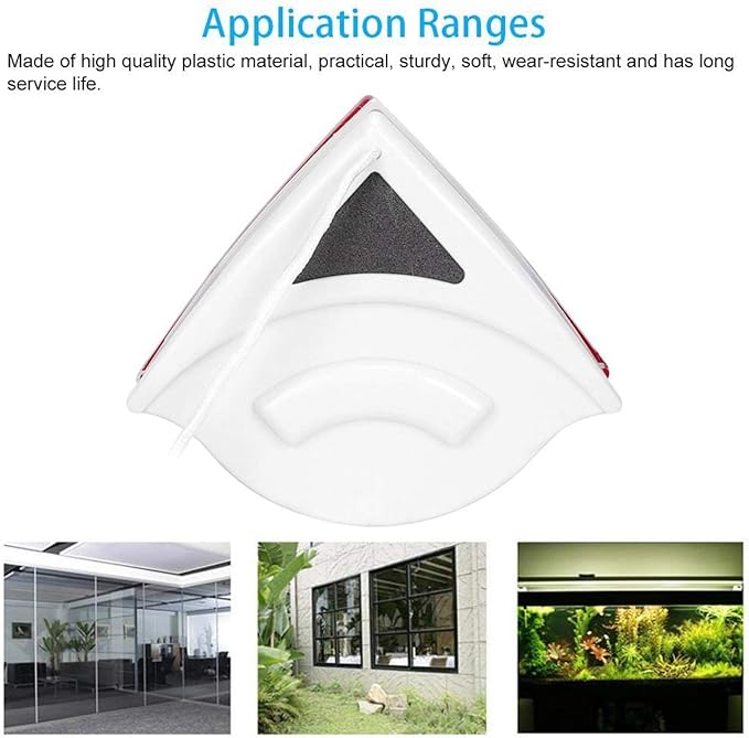 EVTSCAN Double-side Magnetic Glass Wiper Window Cleaner Magnetic Glass Cleaning Tool Brush (Red)