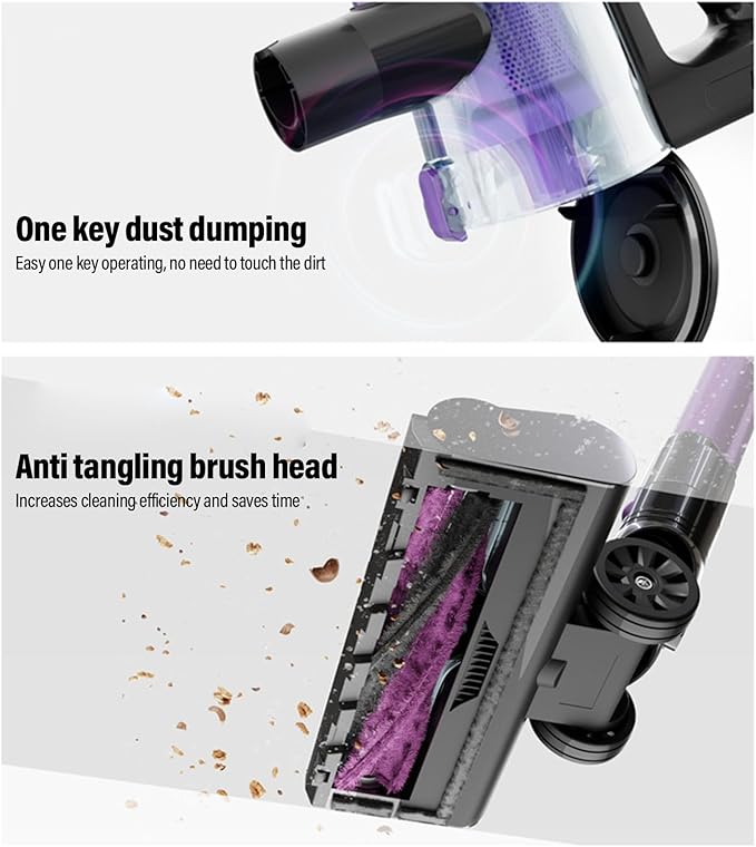 Cordless Vacuum Cleaner 250W Strong Suction 180 Degree Bendable Wand Stick Vacuum for Hardwood Floor Carpets Pet Hair