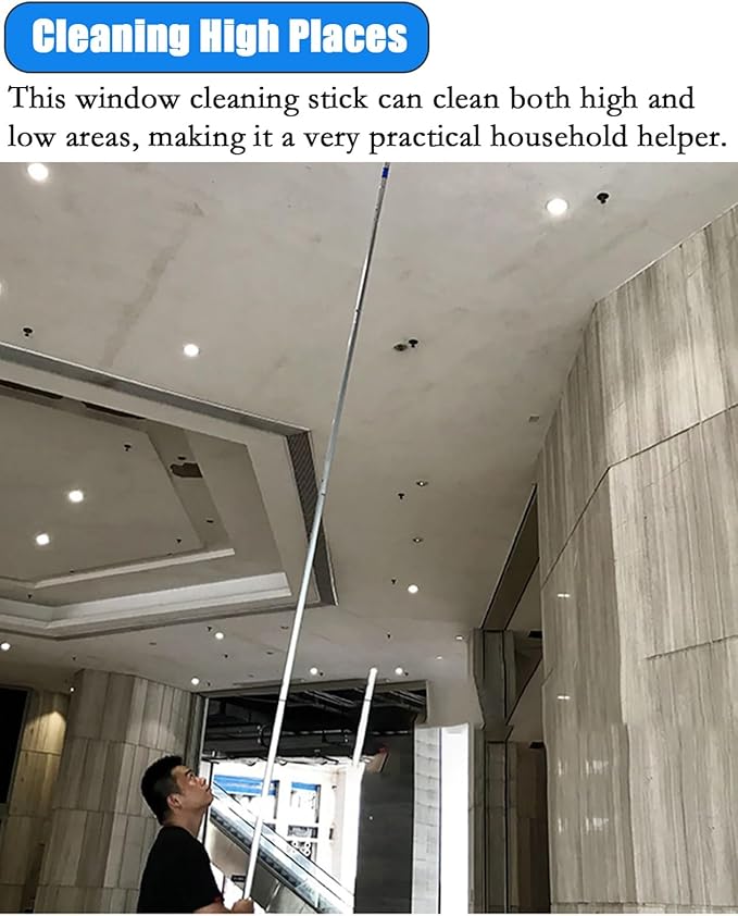 Window Cleaner with Long Handle(5 6 7 8 Meter 9 10 12 M) Splicing Glass Cleaning Tools with Squeegee Windows Washing Tools Cleaning Kit(5m/16.4ft)
