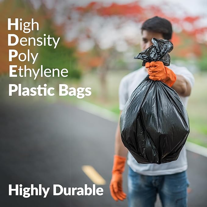 Heavy Duty Trash Bags - Extra-Strong Tear-Resistant High Density Trash Bags - Kitchen Trash Bags Bathroom Trash Bags and Garbage Bags for Home and Office use (Black 39 x 61 1.42 MIL)