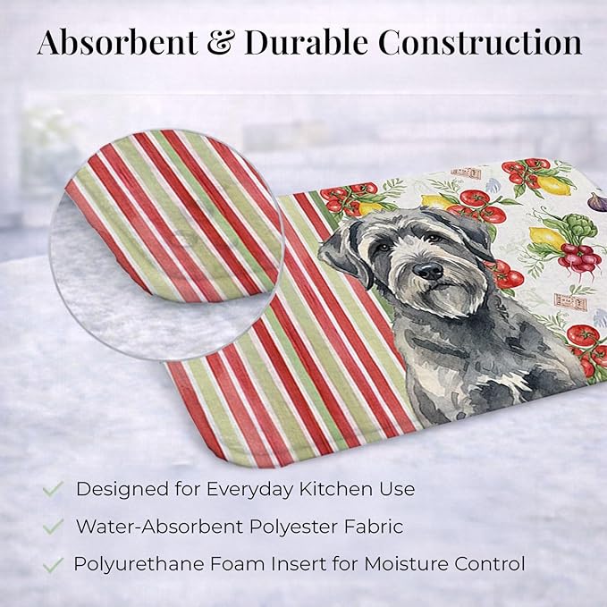 Caroline's Treasures Gray Bouvier des Flandres Vegetables Dish Drying Mat Absorbent Dish Drying Mat Pad for Kitchen Counter Dish Drainer Mat for Countertop 14 x 21 Multicolor