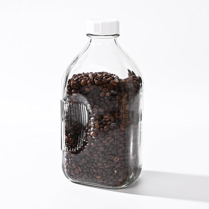 Fox Run Large Glass Milk Bottles Set of 2 64oz/2 Quart Capacity Glass Bottles with Airtight and Pouring Lids