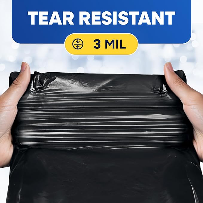 55 Gallon Trash Bags 3 Mil Fit Rubbermaid Brute Rollout Round and Square 32-55 gal Trash Cans 36 x 50 Large Durable Heavy Duty Garbage Trash Can Liners Black Pack of 100