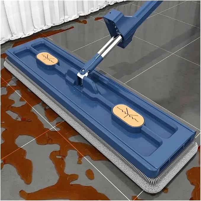 Large Flat Mop Self-contained Slide Microfiber Floor Wet and Dry for Cleaning Floors Home Tools(White mop 6 rag)
