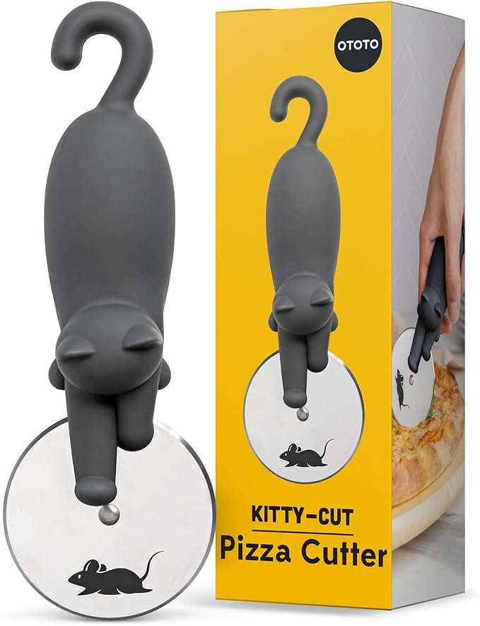 OTOTO Bundle of 2 Dracowave Dragon Microwave Cleaner + Kitty Cat Pizza Cutter Cute Kitchen Gadgets Cute Gifts
