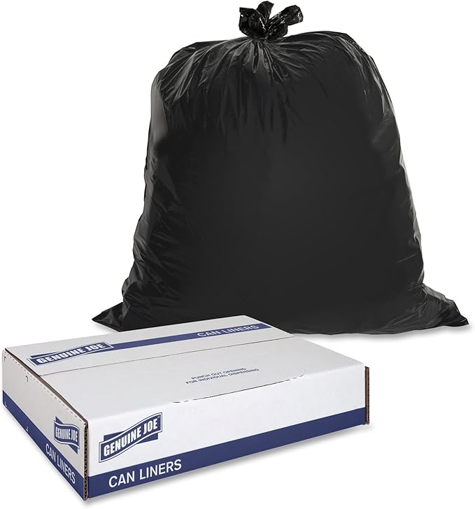 Genuine Joe 01534 Heavy-Duty Trash Bags 1.5 Mil 40-45 Gallon 50/CT Black (Pack of 3)