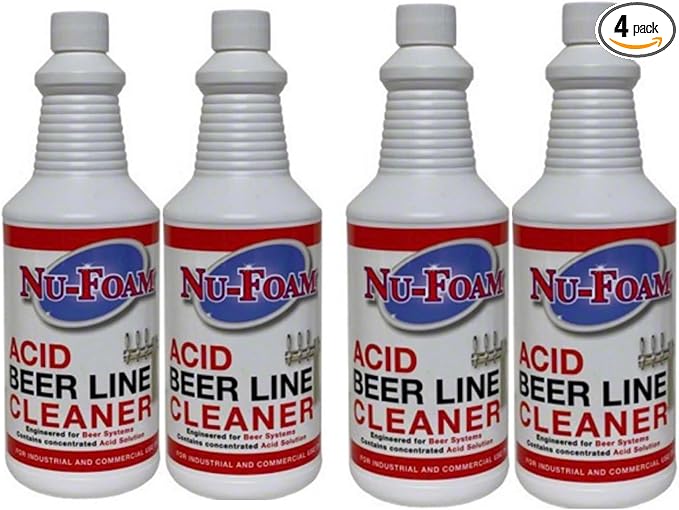 Nu-Foam Acid Beer Line Cleaner Industrial Grade 32 oz Bottles 4 Pack