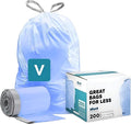 Plasticplace Custom Fit Trash Bags Compatible with simplehuman Code V (200 Count) Tinted Blue Drawstring Garbage Liners 4.2-4.8 Gallon 14.5 x 28