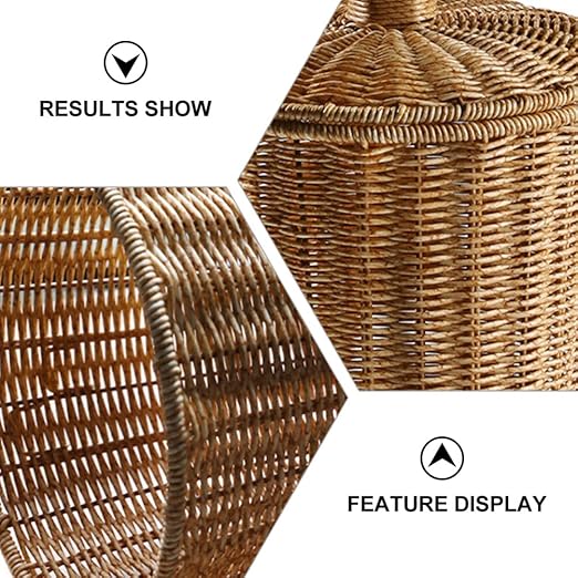 DOITOOL Rattan Round Waste Basket with Plastic Insert&amp Lid Woven Basket Trash Can Storage Basket for Bedroom Living Room Bathroom Kitchen and Laundry 11 x 9. x 7. 86inch