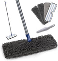 Mops for Floor Cleaning Masthome Flat Dust Mop with 4 Reusable Pads 2-Sided Microfiber Dust Mop for Wet &amp Dry Use Flat Flip Mops for Hardwood Laminate VinylKitchen Tile -1 Scraper