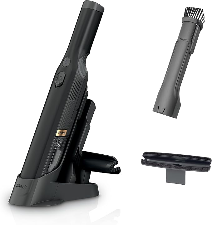 Shark WANDVAC Cordless Hand Vac Lightweight Versatile and Portable at 1.4 lbs. Powerful Suction for Pet Hair Charging Dock One-Touch Empty for Car &amp Home Duster Crevice Tool Black WV201BK