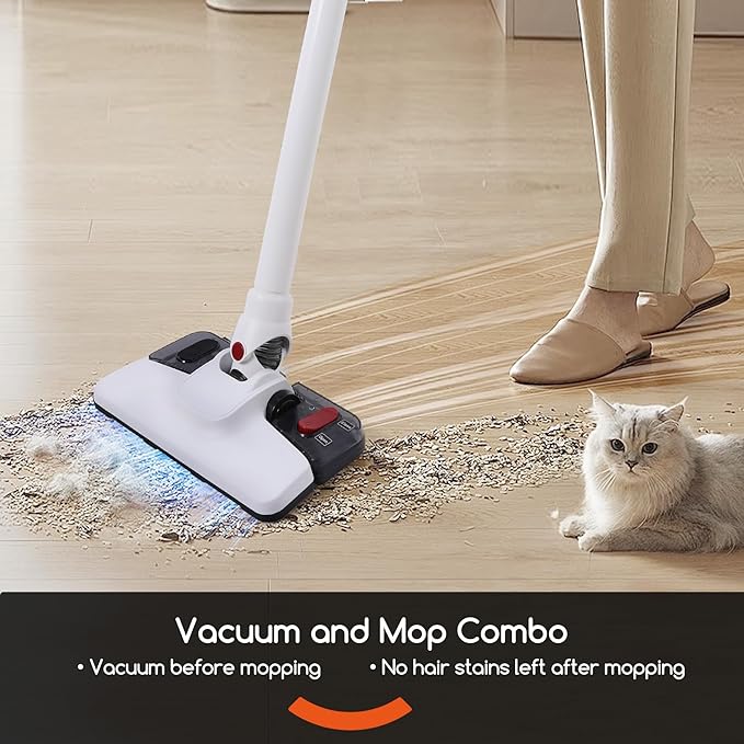 Lightweight Stick Vacuum Cleaner Unique Vacuum and Mop Combo - 3 Dust Filters/Microfiber PadsCorded Stick Vacuums &amp Electric Brooms - 400W 12Kpa Suction for Kitchen Bedroom Living Room