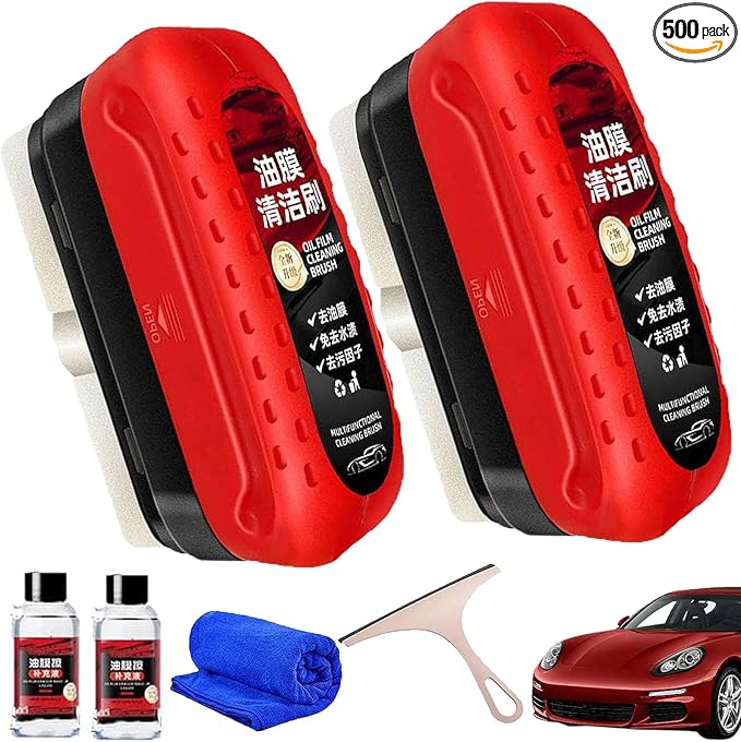Automotive Glass Cleaner Automotive Oil Film Cleaning Brush Glass Oil Film Remover Hydrophobic Glass Coating for Windshield (1Pcs) (2Pcs)