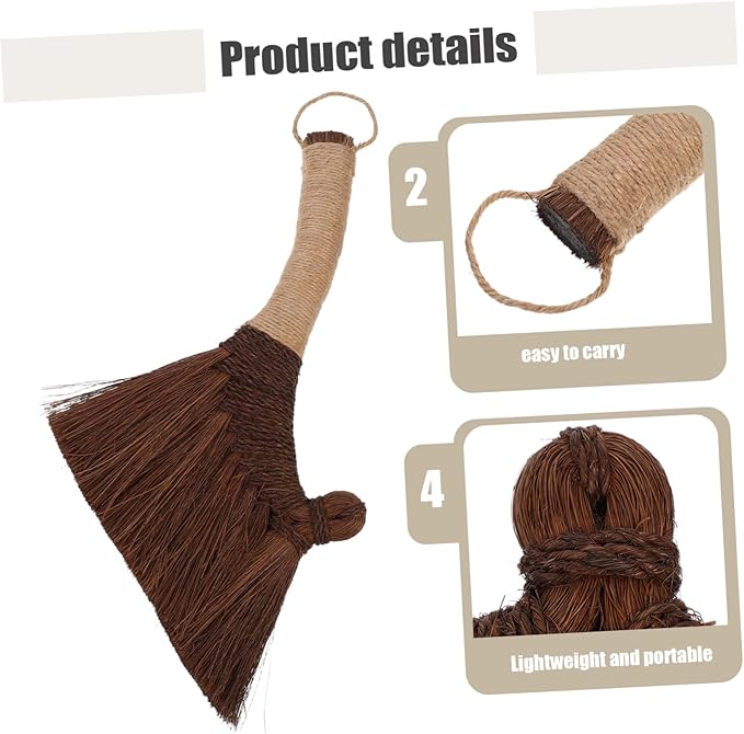 1pc Desk Broom Soft Bristles for Dust Removal Handheld Whisk Broom for Home and Office for Cleaning Desktops Bookshelves and Keyboards Natural Straw Material Portable and