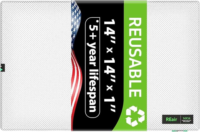 Reair 14x14x1 Extra Replacement Filter without Frame Washable and Reusable Air Filter 14x14x1 for AC HVAC Furnace MERV 8 Air Filters Machine Washable AC Furnace Air Filter without Frame