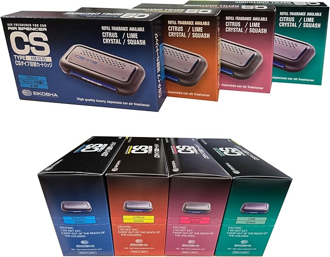 YirehStore CSX3 Air Spencer CS-X3 Air Freshener Refill Cartridge 12-Pack Assorted Bundle (4 Different Scents 3pk for each scent) and YirehStore Car Hanging Freshener Finger Heart