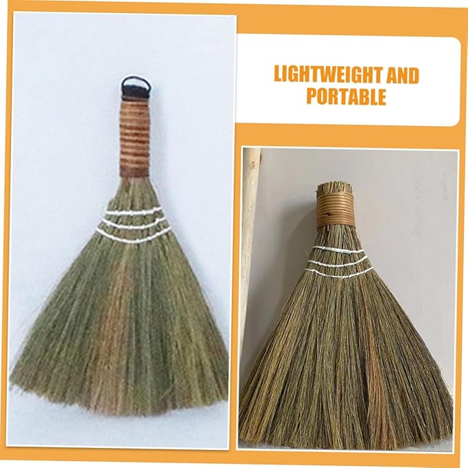 PRETYZOOM Handmade Bamboo Broom Set 2pcs Woven Broom for Home Cleaning Indoor Use Kitchen Living Room Dust Removal