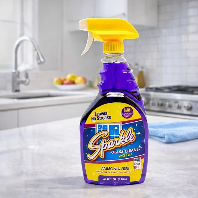 Sparkle Glass Cleaner Refill 1 Gallon (128 Fl Oz) – Ammonia-Free Heavy Duty Streak-Free Formula for Windows Mirrors &amp Glass (Pack of 1)