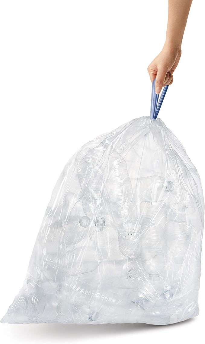 simplehuman Code Y 200 Count Genuine Custom Fit Liners Drawstring Trash Bags 30 Liter / 8 Gallon White
