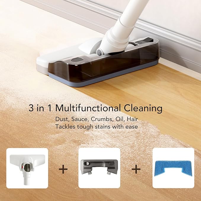 Yosoo 43000pa Strong Suction Stick Vacuum Cleaner Mop Combo Powerful for Hard Floor Carpet with Wet Mop Dust Blowing Function Cordless Vacuum Blower for Home