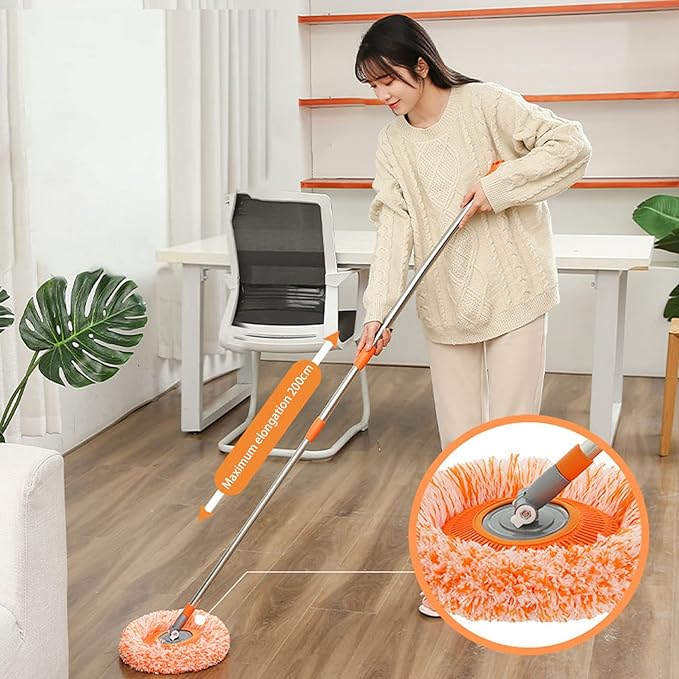Wall Cleaning Mop Rotatable Adjustable Microfiber Clean Mop Long Scrubbing Brush with 4 Heads Long Handled scrubbing Brush